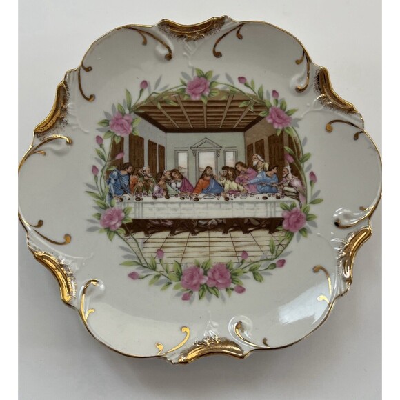 Vintage 18k Gold Trim The Last Supper 8 Inch Decorative Plate Made In Japan - Picture 1 of 6